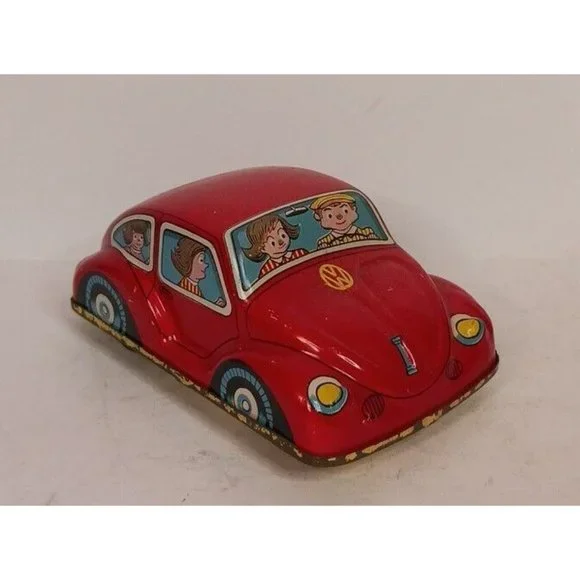 1960s Volkswagon Beetle Friction Drive VW Tested Couple Driving Made In Japan